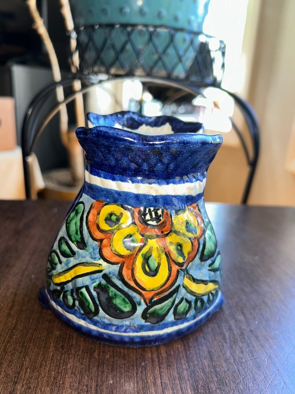 Vintage Talavera ceramic napkin holder from Mexico